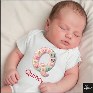 Body Lettre Q initiale en patchwork matelassé pour la n