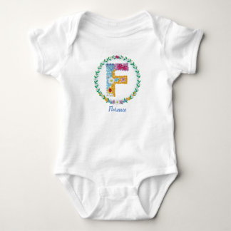 Body Lettres de fleurs Initiale "F" avec nom personnali