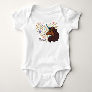 Body Licorne Afro Dessin de cœur unique