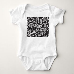 Body Lignes ondulées de doodle rétro : Monochrome