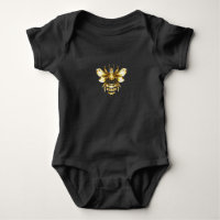 Logo Faux Gold Foil Bee Polygonal sur Noir