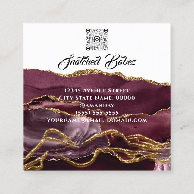 Body Logo Massage Sculpting Glitter Gold QRCODE  Square Business Card (Back)