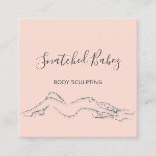 Body Logo Massage Sculpting QRCODE Rose Grey Square Business Card
