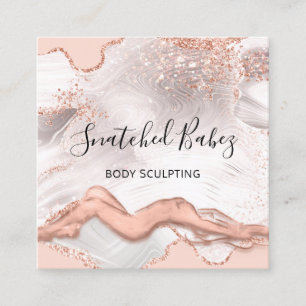 Body Logo Massage Sculpting SPA Marble QRCODE Squ Square Business Card