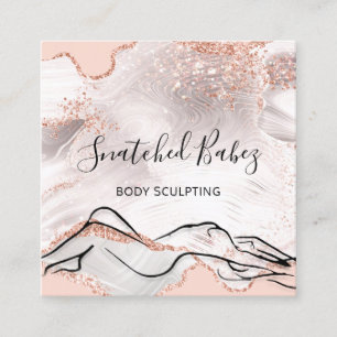 Body Logo Massage Sculpting SPA Marble QRCODE Square Business Card