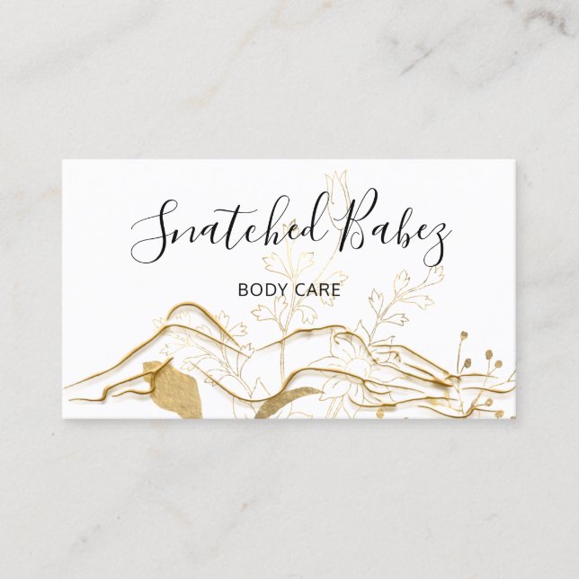 Body Logo Sculpting QRCODE Rose Gold Flowers Business Card (Front)
