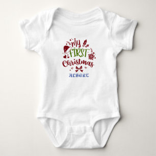 Body Ma première typographie de Noël Santa hat Monogram
