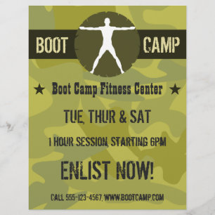 Body Madness Boot Camp Green Camo Fitness Flyers