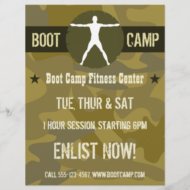 Body Madness Dark Green Camo Boot Camp Flyers (Front)