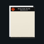 Body Madness Fitness Instructor Letterhead<br><div class="desc">© Sunny Mars Designs - Body Madness Black Vitruvian Muscle Man Silhouette Personal Trainer 8.5" x 11" Letterhead - Cool custom office stationery letterhead with a black silhouette of a male in the Vitruvian position against a burnt orange, jagged-edged circular background. Perfect promotional material for bodybuilders or bodybuilding concepts, personal...</div>