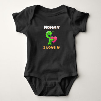 Body "Maman je t'aime" Bébé Alien Mignon au Cœur
