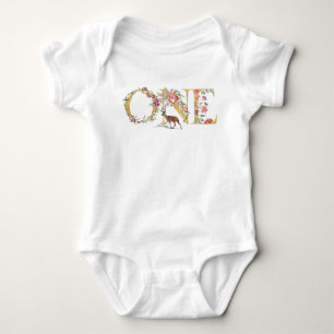 Body manche courte bébé aquarelle florale cerf pou