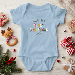 Body manche longue pour bébé 'Premier Noël Nom Let