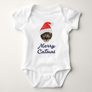 Body Merry Catmas, Noël Chat Santa hat Invitation