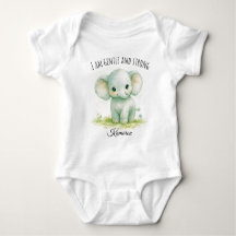 Mignon Éléphant Vert Neutre Je Suis Doux et Fort