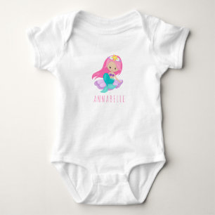 Body Mignonne Sirène Rose Princesse Fille assise Coquil