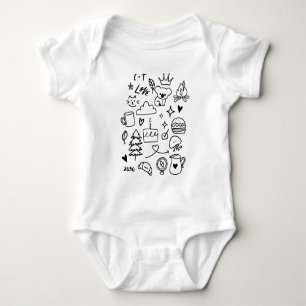 Body Mignons Animaux et Nature Enfantins en Style Doodl