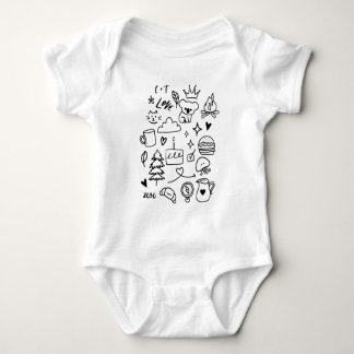 Body Mignons Animaux et Nature Enfantins en Style Doodl