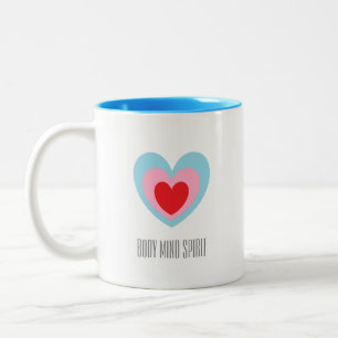 Body Mind Spirit Triple Heart Monogrammed Two-Tone Coffee Mug