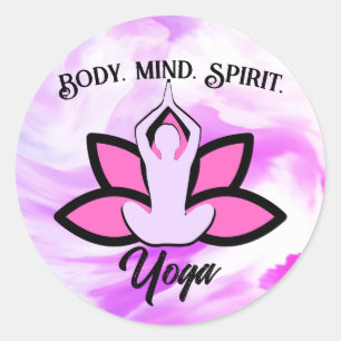 BODY MIND SPIRIT YOGA Meditation Aasana Classic Round Sticker