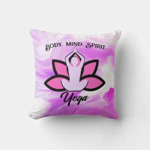 BODY MIND SPIRIT YOGA Meditation Aasana Throw Pillow