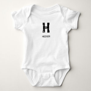 BODY MINIMALISTE NOIR MONOGRAMME À UNE LETTRE NOM BLANC