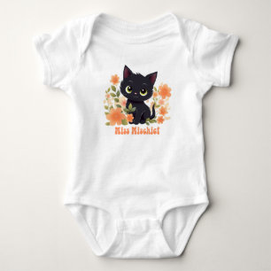 Body Miss Mischief Kitty noir avec fleurs