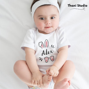 Body Moderne Cute Pastel Pink Rabbit Nom personnalisabl