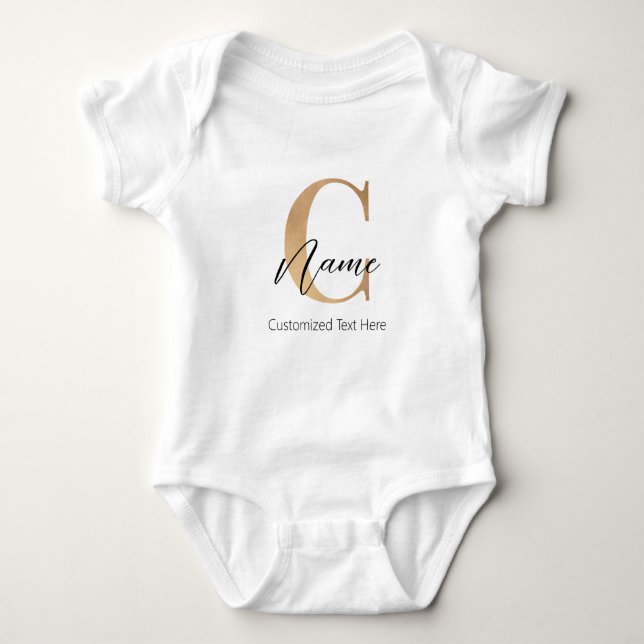Body Moderne Monogramme Initial C & Nom Personnalisé (Devant)