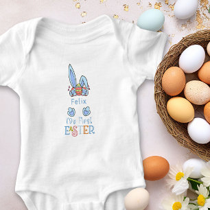 Body Mon premier lapin bleu de Pâques Oreilles et oeufs