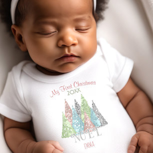 Body Mon prénom de Noël Pastel Noel Arbre de Noël