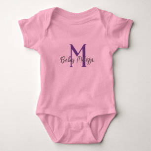 Body monogramme de bébé rose nom personnalisation minim