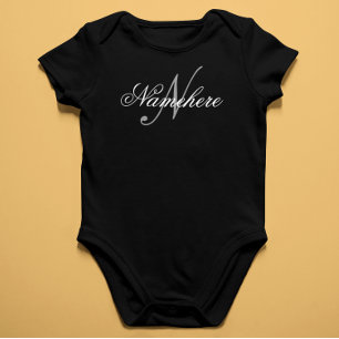 Body Monogramme de nom personnalisé unique noir et blan