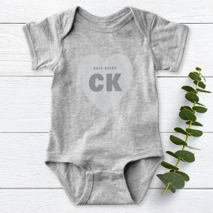Body Monogramme moderne Coeur Nouveau-né Gray tenue per