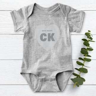 Body Monogramme moderne Coeur Nouveau-né Gray tenue per