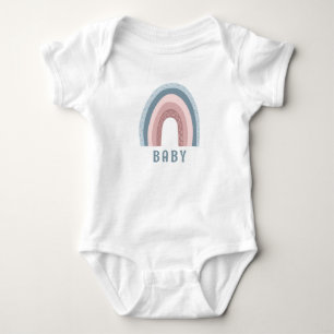 Body Monogramme Nom du bébé Earthy Boho Arc-en-ciel ble