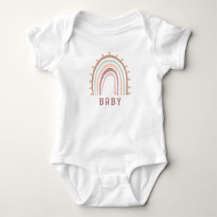 Body Monogramme Nom du bébé Earthy Boho Arc-en-ciel ros