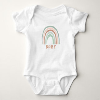 Body Monogramme Nom du bébé Earthy Boho Rainbow Green B