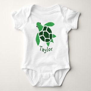 Body Mosaïque Jade Green Sea Turtle avec nom