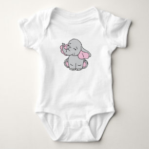 Body Motif d'éléphant dessiné à la main rose Éléphant d