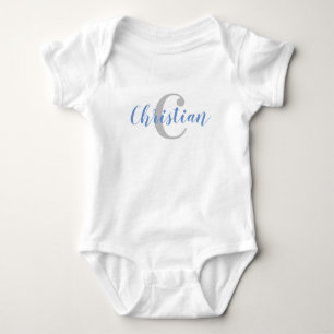 Body Nom bleu personnalisé et t-shirt initial de bébé g