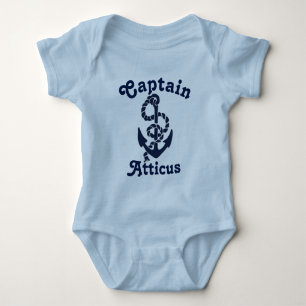 Body Nom de bébé personnalisé Marine Blue Nautical Capi
