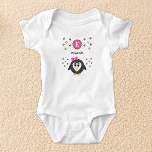 Body Nom de pingouin mignon étoiles jaune rose