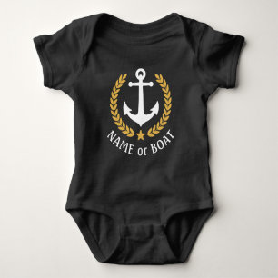 Body Nom du bateau Ancre nautique Gold Laurel Feuille S