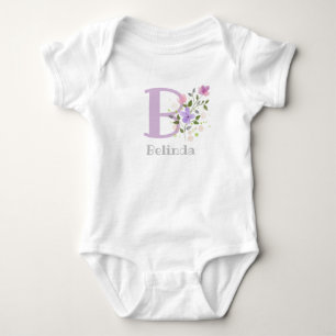 Body Nom du bébé et initiale avec fleurs