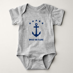 Body Nom ou nom du bateau Ancre classique Bleu et gris