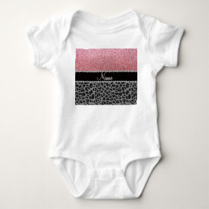 Body Nom parties scintillant rose pastel léopard noir