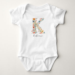 Body Nom personnalisé et monogramme floral 'K'