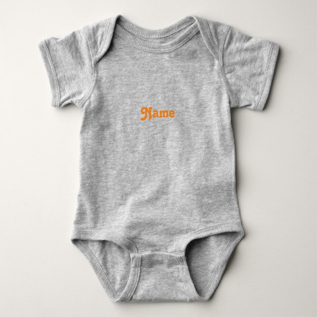 Body Nom personnalisé orange mignon texte monogramme mo (Devant)