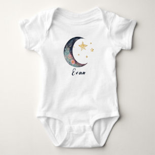 Body Noms de bébé monogramme Terres Bohème Fleur Lune É